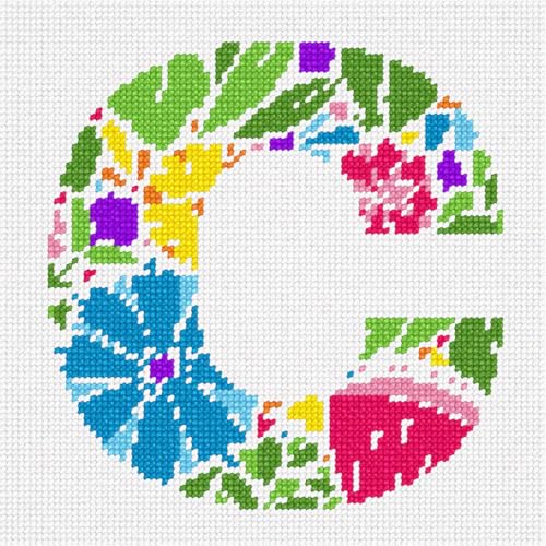 Pepita Needlepoint kit: Letter C Flower Shape, 7