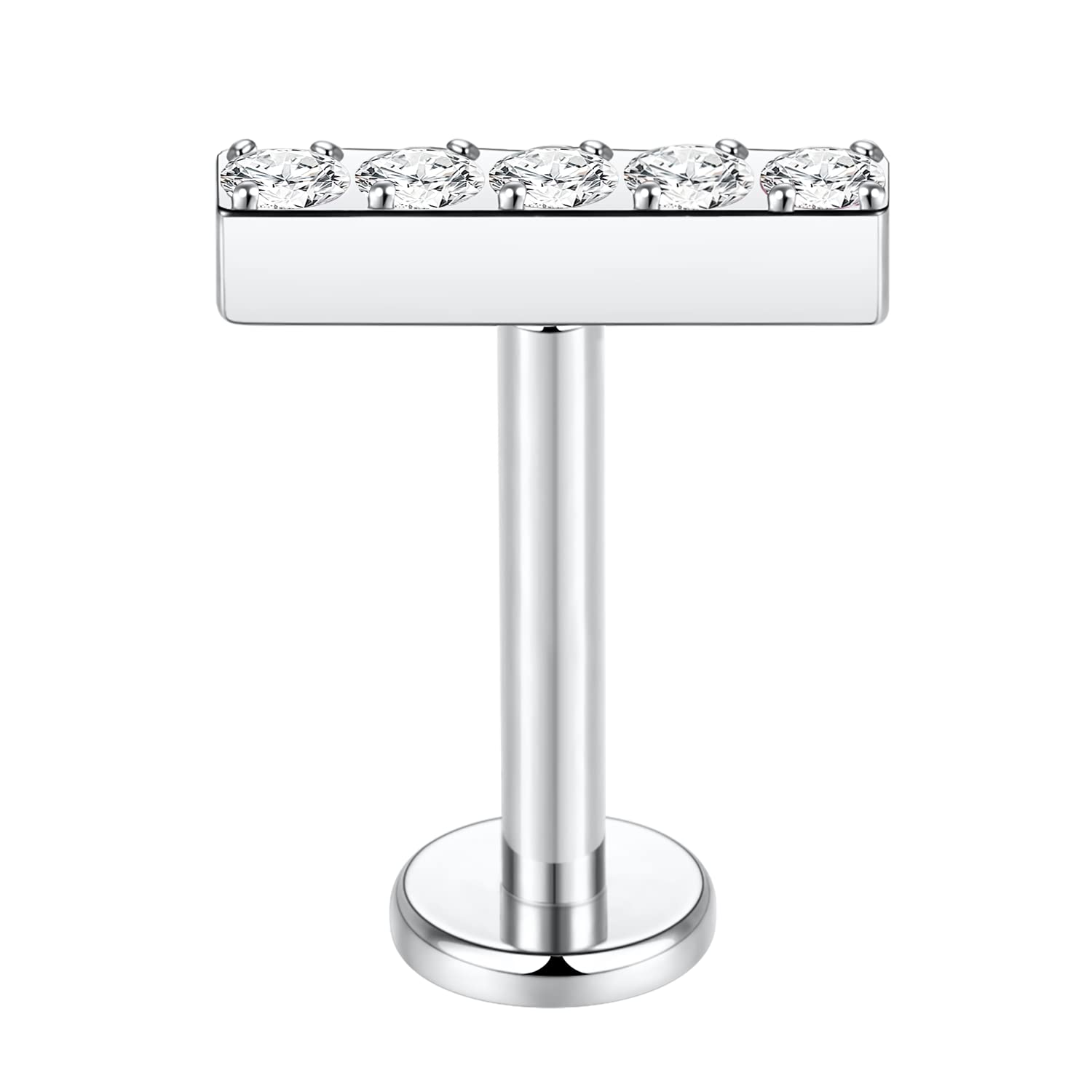 hengkaixuan 16G Titanium Labret Studs - Internally Threaded Flatback - Unisex - Silver - Piercing Jewellery — view 52