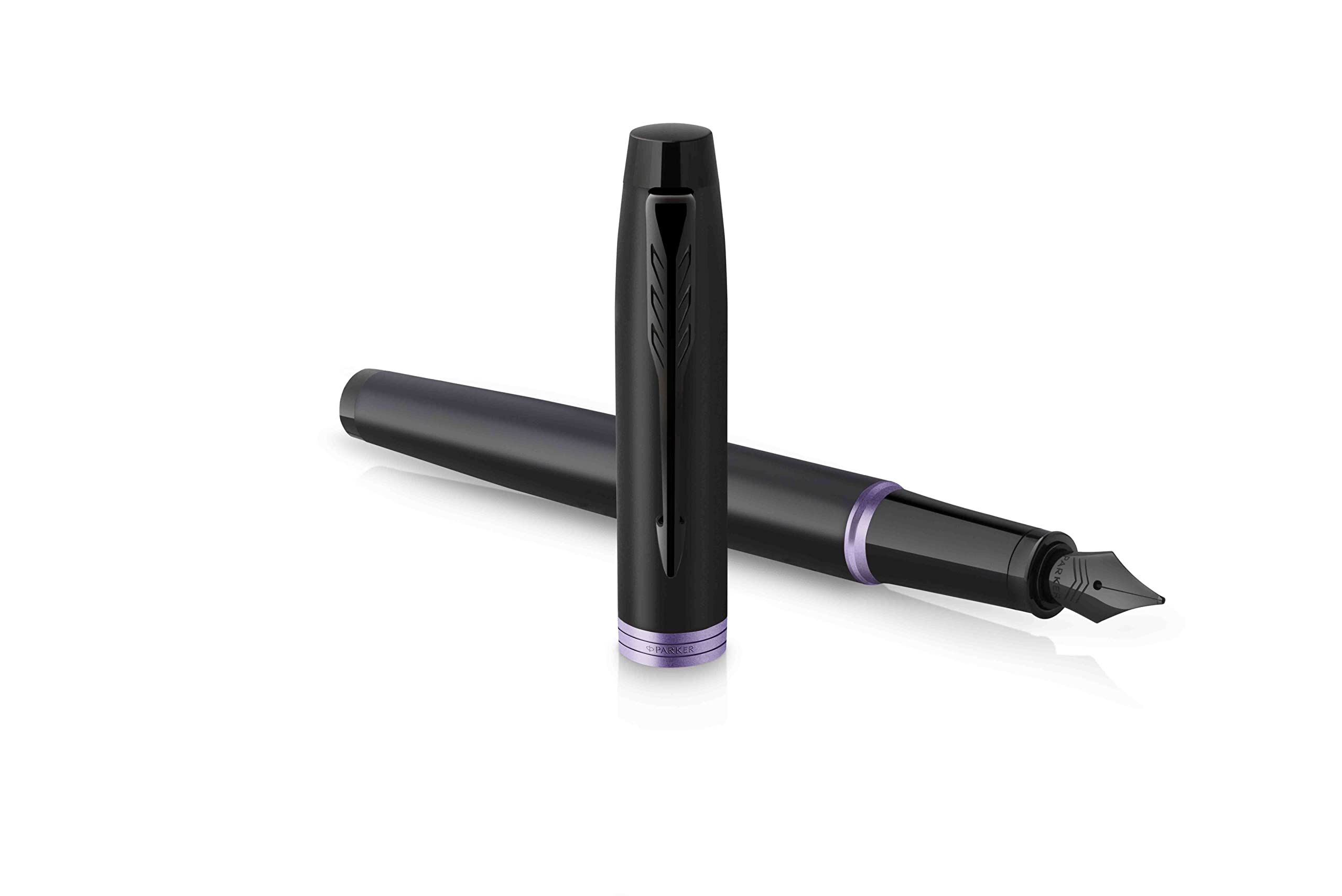 PARKER IM Professionals Vibrant Rings - Set con penna stilografica e penna a sfera con incisione, penna premium, confezione regalo, regalo personalizzato, nome e compleanno (viola PVD)