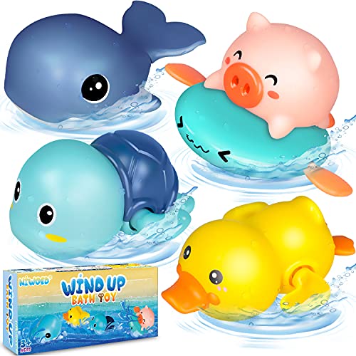 Niwoed Bath Toys for 1 2 3 4 5 Years Old Boys Girls Kids Gift, Wind-Up Bathtub Baby Bath Toys for Toddlers 1-3, Swimming Pool Water Toys for Kids Ages 4-8 Birthday Giftsï¼ˆ4 Pcs Setï¼‰