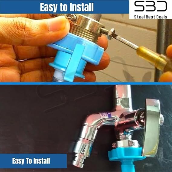 Image of SBD Fully Automatic Washing Machine Universal Tap Connector | Washing Machine Inlet Pipe Adapter | Tap Connector for Water Pipe | Easy Install Washing Machine Tap Adapter (Blue, Pack of 1)