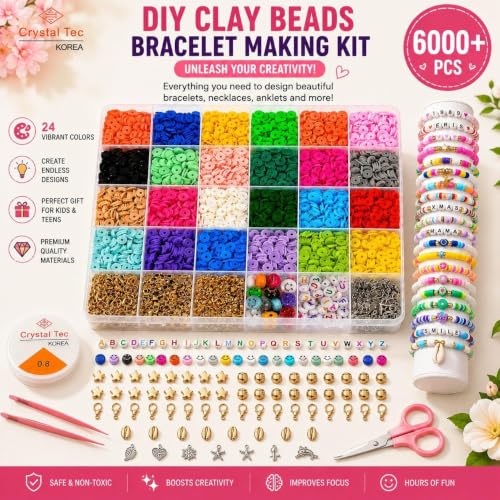 Image of ZORVO Bracelet Making Set, Clay Beads Kit, Macaron Color Beads for Bracelet Making for Girls Kids, Letter Beads with Unicorn Pendants, Crystal Star Flower Hair Beads Set for DIY Jewellery Crafts (Old Bracelet Kit)