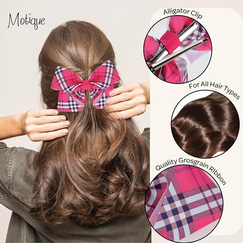 Pinza para cabello con moño a cuadros 5.5 pulg miniatura 4