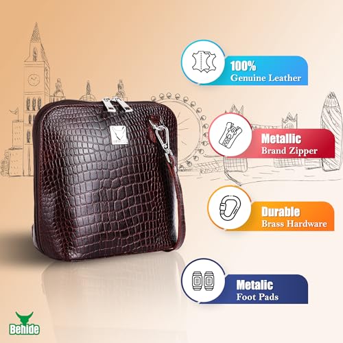 Image of BEHIDE Women's Genuine Leather Sling Bag - Stylish Cross-Body Handbag for Women, Adjustable Shoulder Strap