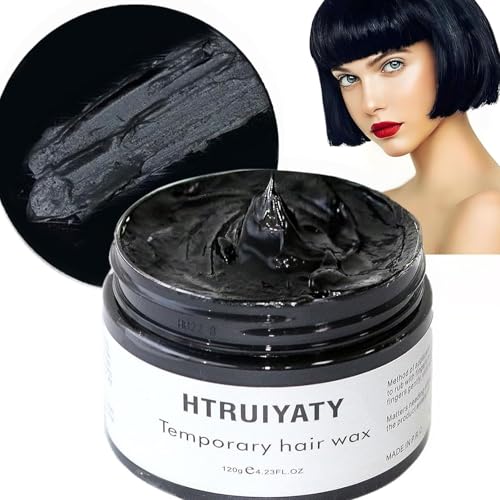 Negro Cera de Color para el Pelo,Temporal Tinte para Cabello para Hombres y Mujeres Natural LavableSpray Color Pelo para Niños Fiesta Cosplay Halloween