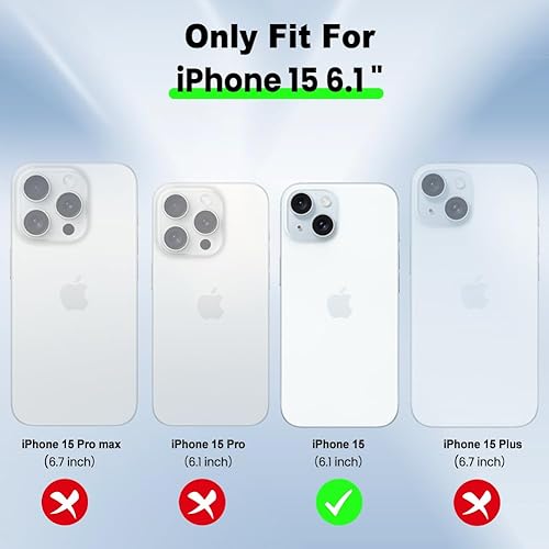 Miniatura 7 de SAKUULO Funda para iPhone 15, protector de pantalla + soporte diseño cuadrado de bonito diseño de mariposa azul, protección de bordes de TPU suave,