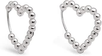 SINGULARU  Pendientes Cora Dots. Acero con Acabado Brillante. Motivo Corazón y con Cierre Congo/Click. Joyas para Mujer