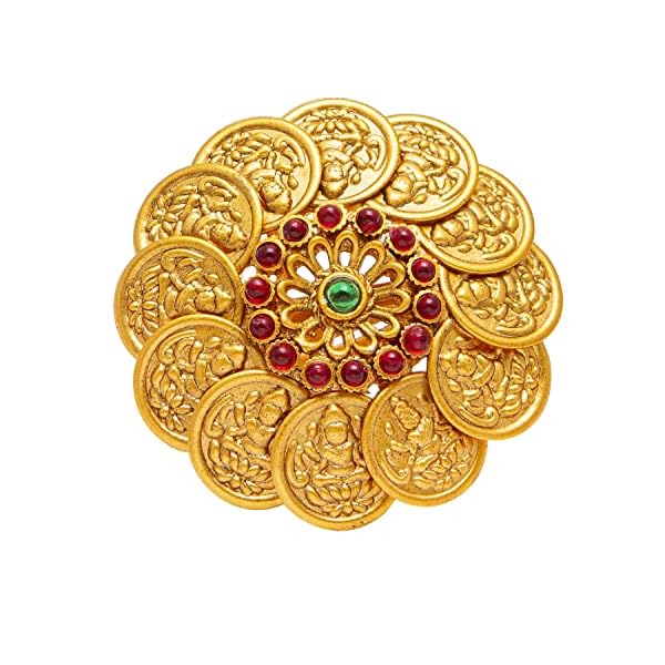 Shining Jewel - By ShivanshGold Plated Kundan, LCT, Pearls and CZ studded Traditional Big Oversized Finger Adjustable Ring for Women (SJ_4254)