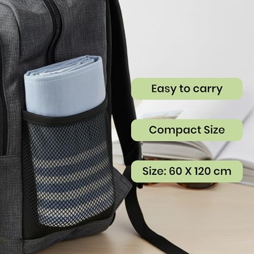 Image of Mush Grab & Go Bamboo Travel Towel | 100% Bamboo Bath Towel for Beach, Hiking & Gym Towel for Men Workout | Compact Towels with Travel Bag | 60x120 cms, 250GSM Quick Dry & Featherlight | Muted Blue