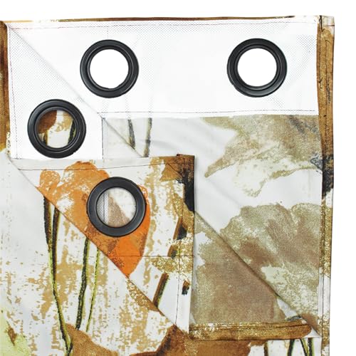 Image of Window Curtains 5 Feet Long Set of 2 |Light Filtering Curtains for window |Floral Design Polyester Curtain and Drapes for Living Room 118 x 152 cm, Off White & Brown|Perfect for Home Decor