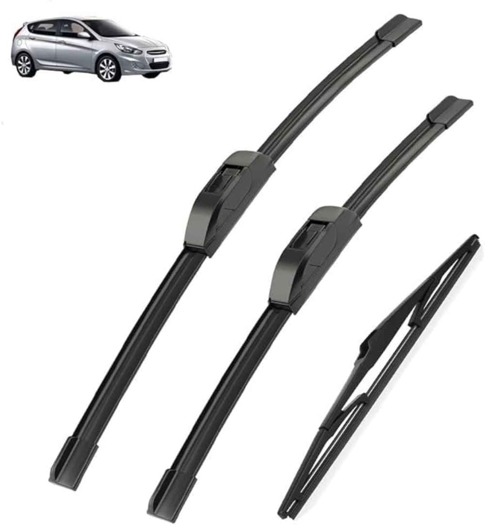 XYUASDGB Premium Exact Fit Windscreen Wiper Blades for Hyundai Solaris RB Hatchback 2010-2017 2016 Durable Natural Rubber Easy Fit for a Quiet and Streak Free Wipe