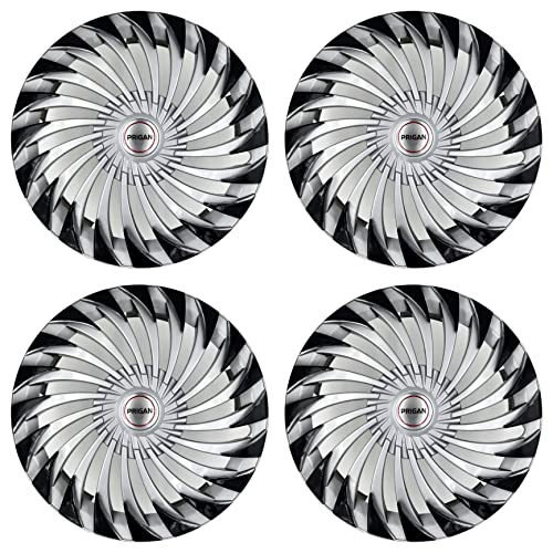 Image of PRIGAN Wheel Cover for Mahindra E20 13 Inch Silver Black Wheel Cap (Available in 13 & 14 Inch) (Set of 4 Pcs) (Press Fitting) Model- Swing DC-13