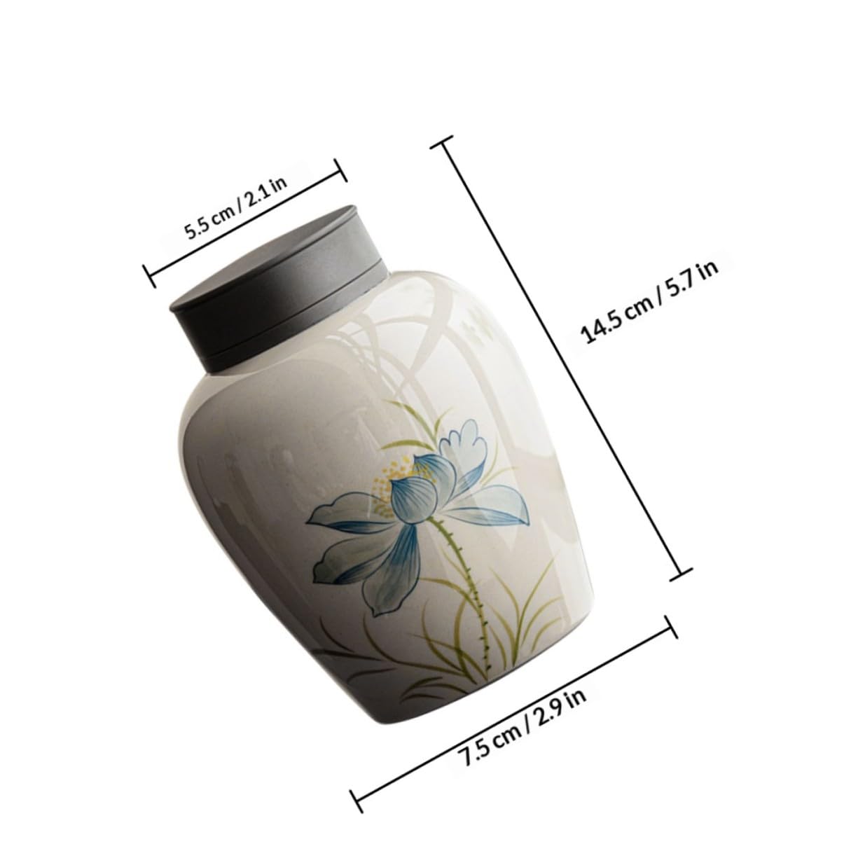 ifundom Lata de Té de Cerámica de 700ml Superficie Lisa y Fácil de Limpiar, Recipiente Hermético Adecuado para Almacenar Té Suelto y Alimentos en Cocina
