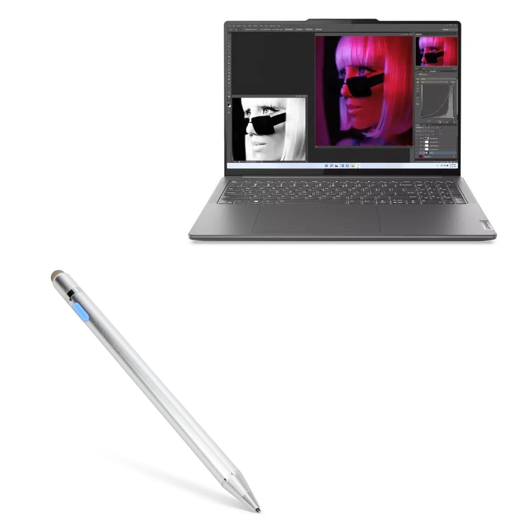 BoxWave Stylus Pen Compatible with Lenovo Slim Pro 9i (16 in - 83C0) - AccuPoint Active Stylus, Electronic Stylus with Ultra Fine Tip for Lenovo Slim Pro 9i (16 in - 83C0) - Metallic Silver