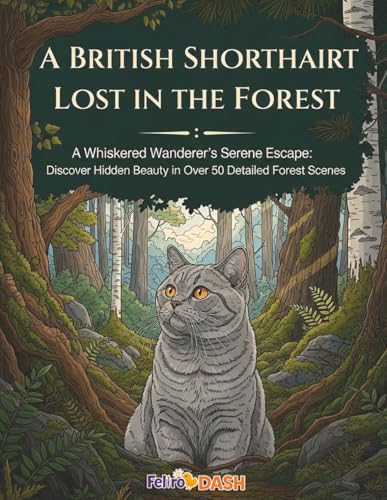 A British Shorthair Lost in the Forest: An Adult Coloring Book: A Whiskered Wanderer's Serene Escape: Discover Hidden Beauty in 