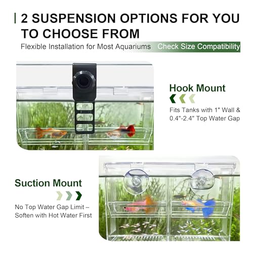 Image of Triple-Chamber Fish Breeder Box for Fish Tank, Guppy Fry Nursery | Pregnant fish give birth up top; newborns drop below out of reach of adult fish. Isolates bettas or shrimp in your aquarium.