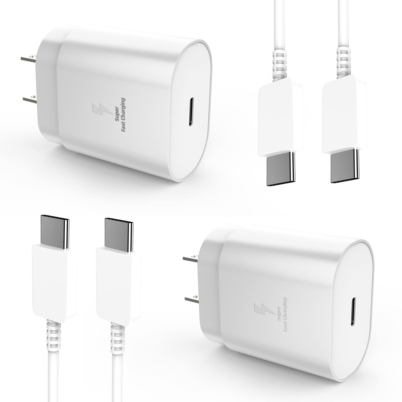 Super Fast Charging Compatible for Samsung Type Wall Charger Power USB C Galaxy Cable PD 25w Watt Box Cell Phone Block Adapter Cord(2pack) for LG Pixel Note S9 8 10 S20 A71 S21+ Z Flip3