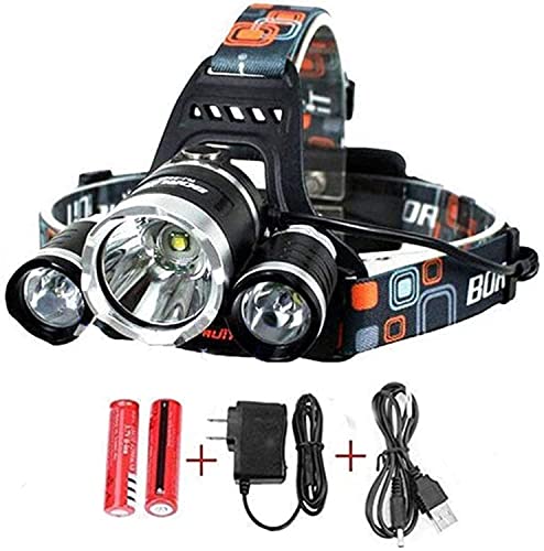 Image of Rechargeable LED Head Lamp Flashlight with 3 LED Lights, Adjustable Elastic Headband, Rechargeable Battery, Multi Lighting Modes for Camping, Trekking, Hiking