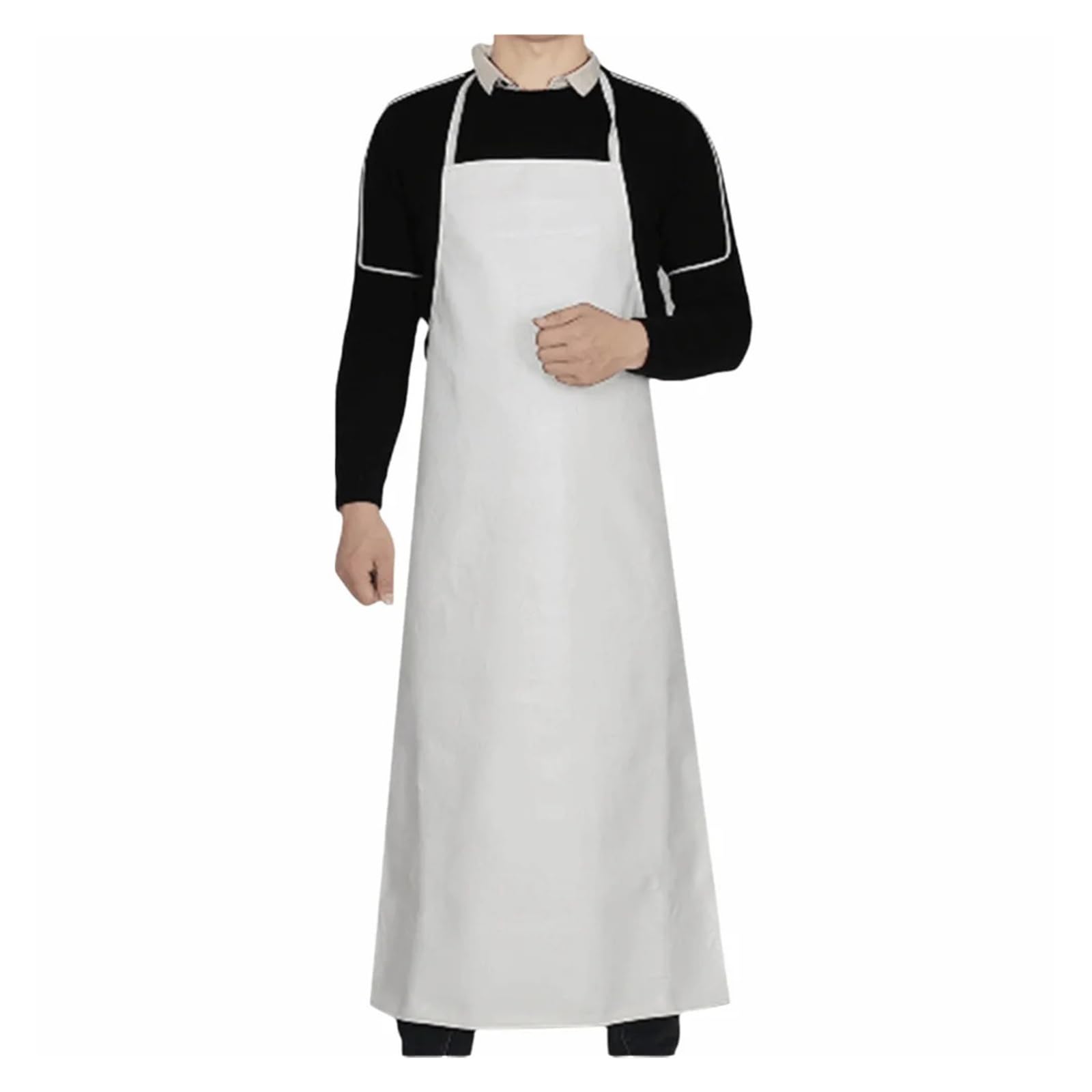 LNHHG Welding Clothes, Thickened PU Leather Apron Oil Resistant Work Waterproof with Welding Protective(120cm White)
