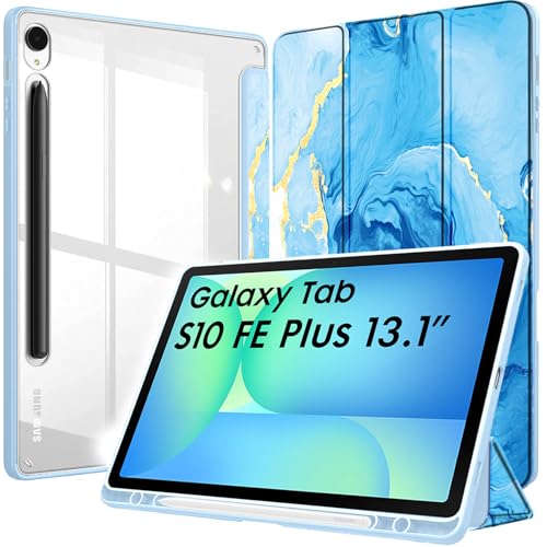 Image of Robustrion Cover Case for Samsung Galaxy Tab S10 FE Plus 13.1 inch Cover with [Pencil Holder] Hybrid Cover for Samsung Tab S10 FE Plus 13.1 inch Tablet [Auto Sleep Wake Support] - Ocean Blue