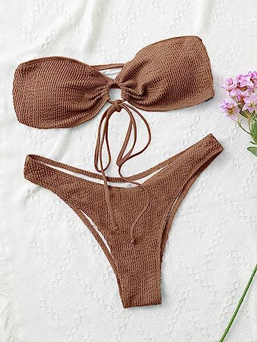 Meetall Cheeky High Cut Bandeau Bikini Sets for Women Swimsuits 2 Pieces4