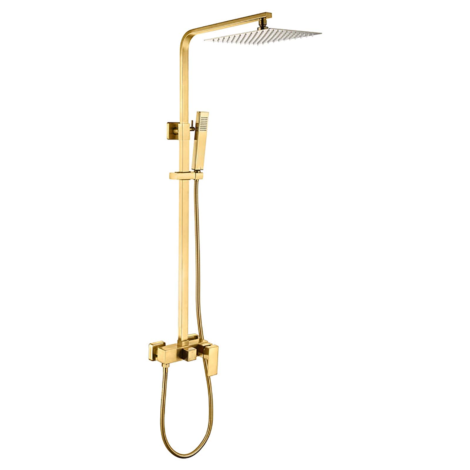Douche Set Enkele Functie Mixer Douche Kit Geborsteld Goud Regendouche Systeem Ronde Douchekop met Handheld_8 in