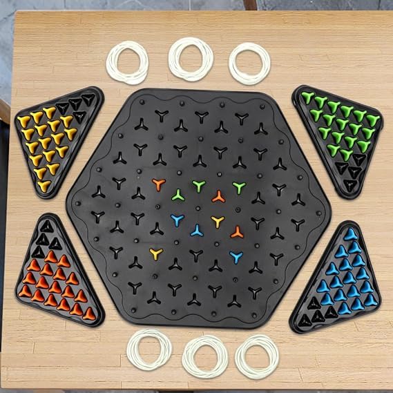 BELARO Triggle Rubber Band Game for Kids and Adults | Interactive Tabletop Puzzle and Chain Triangle Chess Board Game | Educational STEM Toy with Colored Pegs Triangular Trays | Brain Teaser 3