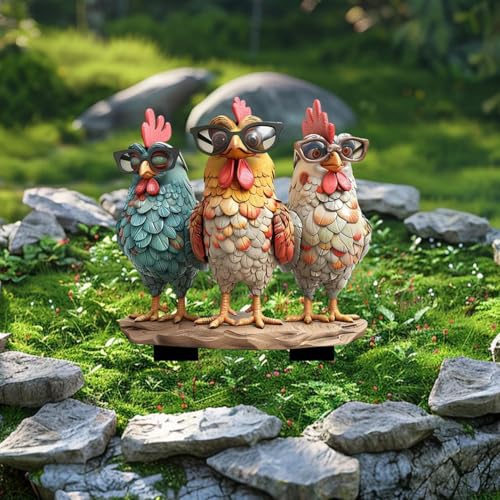 Zqkimzi Garden Stakes Outside, Chicken Garden Stakes, Acrylic Ground Plug, Pot Decoration Stakes, Outdoor Plant Stakes, Yard Decoration Stakes for Garden, Farm, Yard, Lawn and Pathway