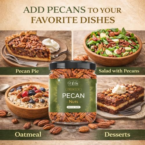 Image of LILA DRY FRUITS Pecan Nuts 500 Grams | American Raw Nut Naturally Delicious Healthy Snack for Cooking and Baking | Rich in Protein and Fibre | Premium Exotic Dry Fruit Perfect for Giftings
