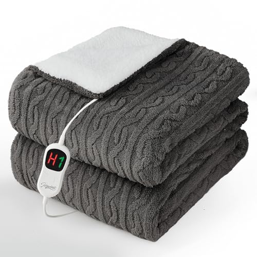 Image of Homemate Electric Heated Blanket Full - 72 inchx84 inch Heating Bed Blankets Throw with 10 Heating Levels 8 Hours Auto Off Fast Heating Over-Heated Protection Ultra Soft Warm Flannel ETL Certified