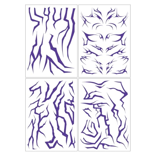 QOCUILC Tatuaggi Temporanei Demon Purple Hunter Set 4 pezzi – Stickers viola luminosi per Cosplay, Festival, Halloween – Tattoo impermeabili
