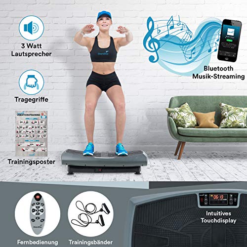 Skandika 4D Vibrationsplatte V2000 Grau | 4D Vibration bis zu 35 Hz, Curved Technology, Bluetooth-Lautsprecher… – Bild 3