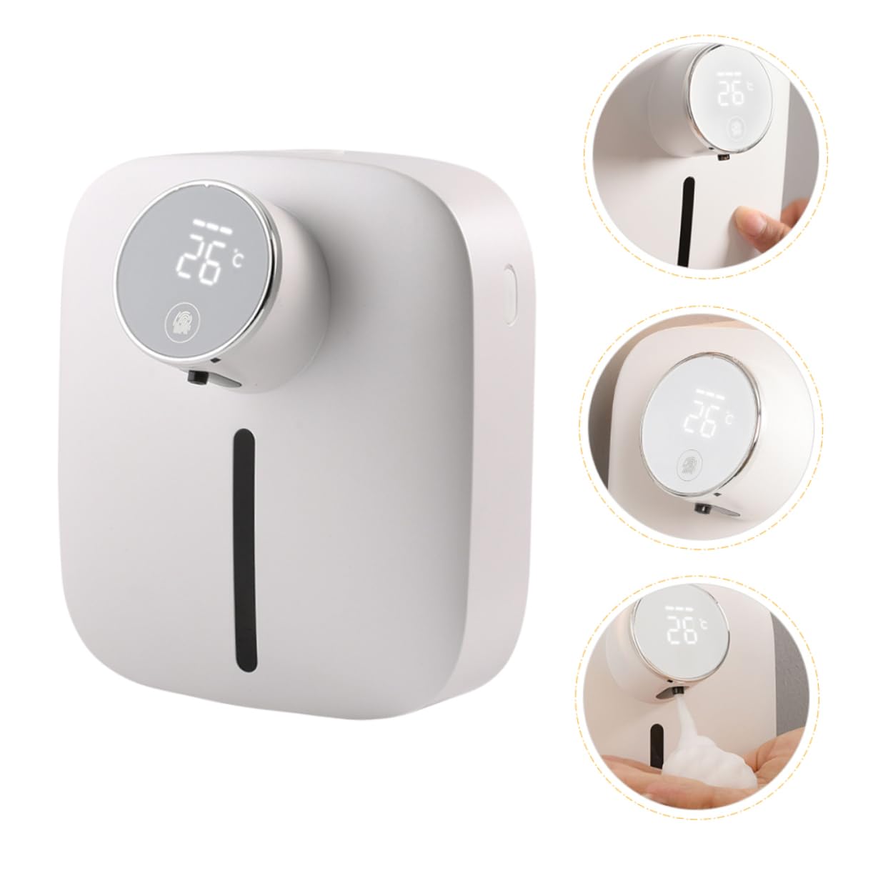 HOMSFOU Automatischer Seifenspender Kleiner Seifenspender Wiederaufladbarer Wandmontierter Schaumspender Schaumseife Berührungslos Wandseifenspender USB X101 Weiß Abs