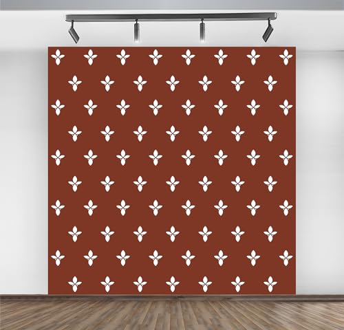 Image of Wedding and Pooja Backdrop (8FT-8FT) | Muhurtham Mandap Background Cloth | Brown Floral Printed Festive Backdrop | Pooja & Wedding Decoration