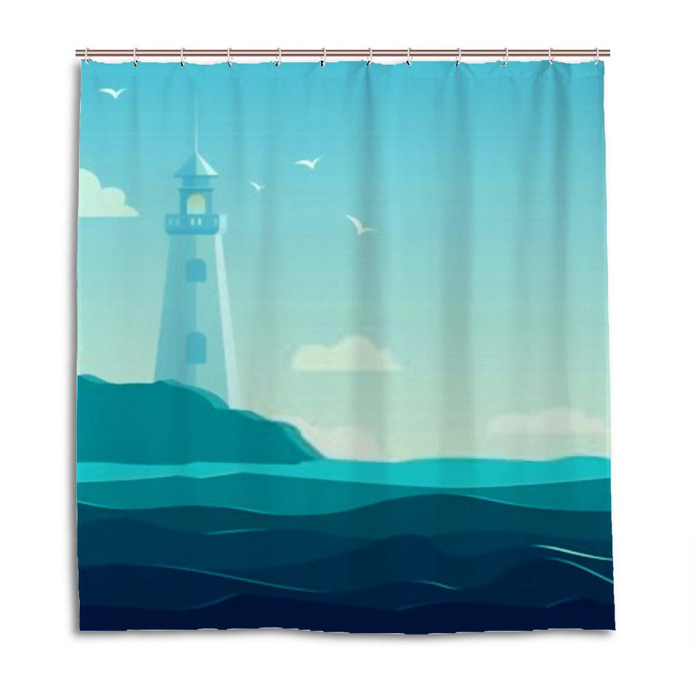 Rideau de douche imperméable en tissu polyester CHEHONG 66x72 avec 12 crochets