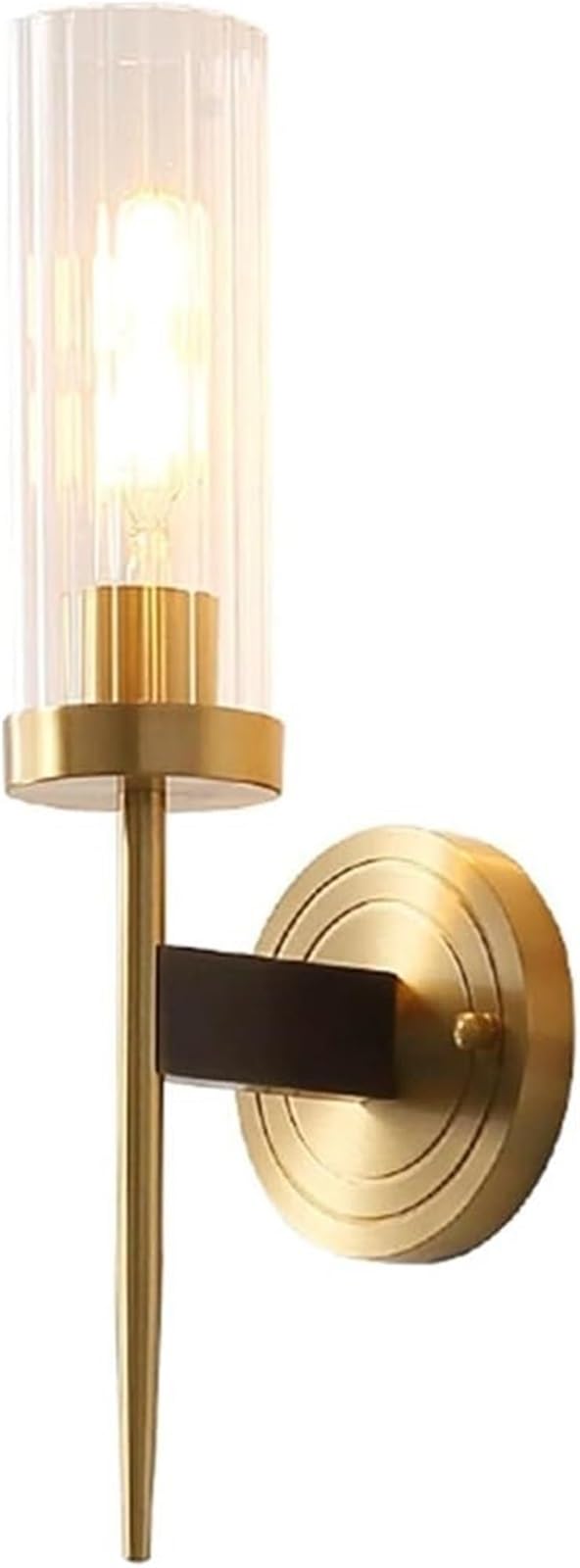 Nowoczesna lampa ścienna do wnętrz z przezroczystym szklanym kloszem ze złotego mosiądzu w stylu wiejskim idealna do łazienki, sypialni lub salonu