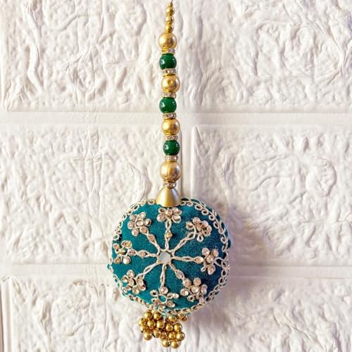 Image of Adikala Craft Store Handmade Ethnic Silk Latkan Tassel Set of 2 for Saree Pallu, Blouse, Suits, Dupatta, Lehenga Decor | Wedding Festival Occasion (Round Rama)