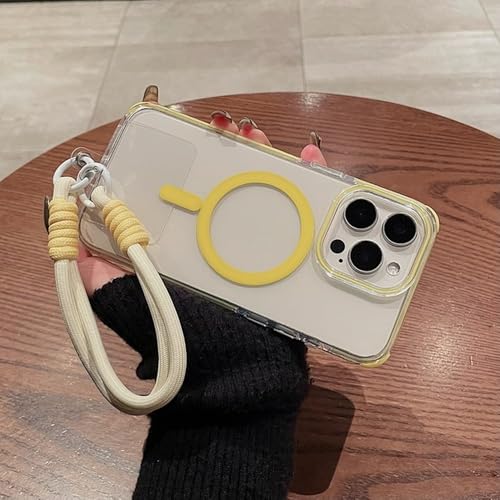Coque de poignet jaune GS pour iPhone 13 Pro Max transparente et magnétique en voyage