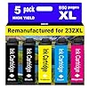 232XL remanufacturados para Epson 232XL cartuchos de tinta 232XL 232 T232XL para XP-4200 XP-4205 Workforce WF-2930 WF-2950 Impresora 5 Pack 2 Negro 1 Cian 1 Magenta 1 Amarillo