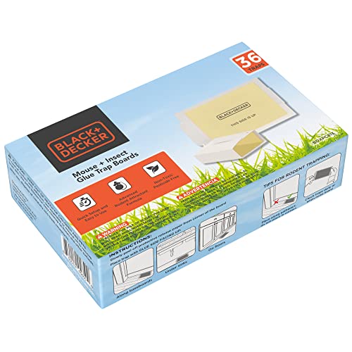 Black+Decker Mouse Trap & Fly Trap- Mouse Traps Indoor For Home- Pest Control Sticky Traps & Spider Traps- Pre-Baited Glue Traps For Mice, Spiders, Cockroaches And Other Insects, 36 Pack #TOP5