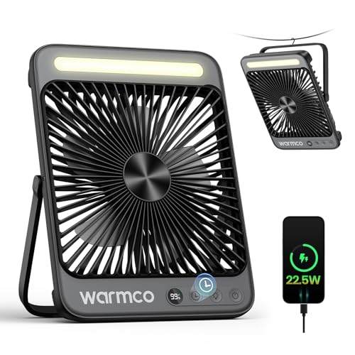 Warmco D4 Pro Camping Ventilator, 20000mAh 22.5W 27cm Ultraflach Akku...