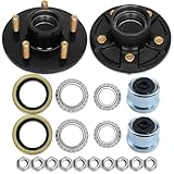 2 Sets 3500lb Trailer Axle Trailer Hub Kit 5 Bolt 4.5',5×4.5 Trailer Hub fit 1-1/16' to 1-3/8' Tapered Trailer Spindle,Trailer Hub Assembly,Boat Trailer Hubs 5 Lug (Not Fit for Straight Spindle)