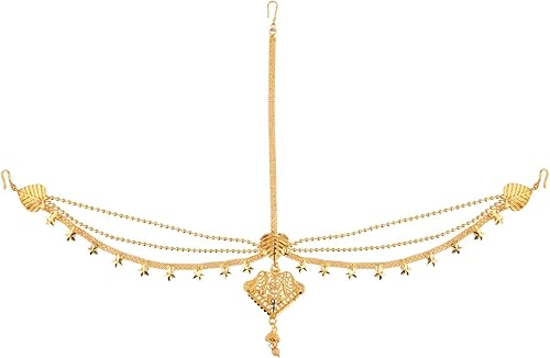 Vista 5 de Efulgenz Indian Bollywood Vintage Mange Tikka Crystal Kundan Head Chain Bridal Wedding Jewelry Hair Accessories