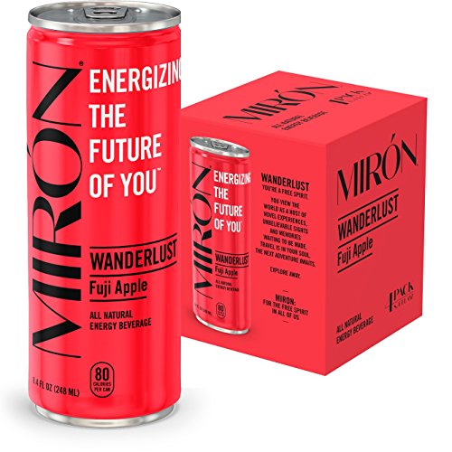 Mirón Energy, Fuji Apple, All Natural, Made with Caffeine from Green Coffee beans + Cane Sugar 8.4 Fl.Oz. Cans (Pack of 4)