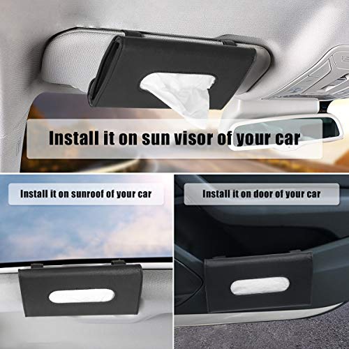 ANNWAH Car Tissue Holder Visor Napkin-Case - PU Leather Vehicle Backseat Tissue Box Hanging Paper Towel Facial Tissues Box Tissues Holder