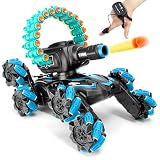 BOKSIYUR RC Stunt Remote Control Car,Fits for Nerf,Cars for Kids,RC Crawlers,Stunt Remote Control Car Tank for Boys, RC Cars for Kids,360°Battle Tanks,for Boys Ages 8-12 Gift(Blue-2.0)