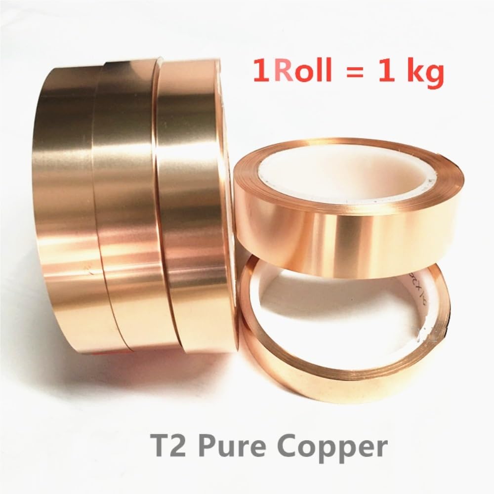 UGLYAF 1KG/Rotolo Puro T2 Rame Lamiera di Rame Cintura di Rame Cinghia di Rame 99.9% for L'accumulo di Energia Spot Saldatore di Rame Striscia di Saldatura(0.1X10mmx1KG)