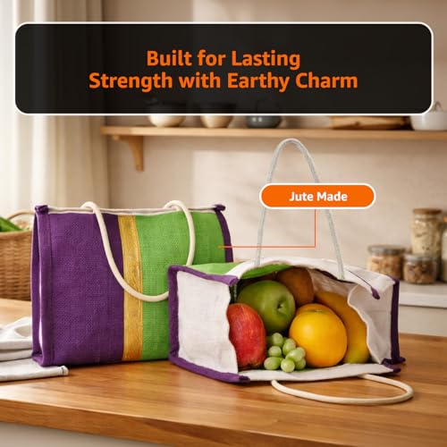 Image of Amazon Brand - Solimo Thamboolam Gift Bag | Pack of 10 | Reusable & Durable | Assorted Colours Green /Purple /Cream