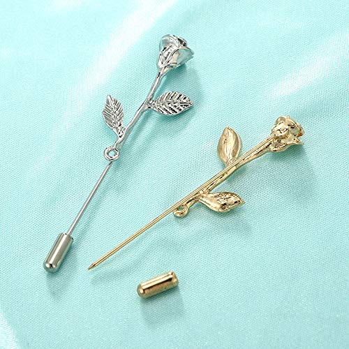 Fashion Men Rose Floral Lapel Stick Brooch Pin Suit Tuxedo Corsage Accessory (Silver)4