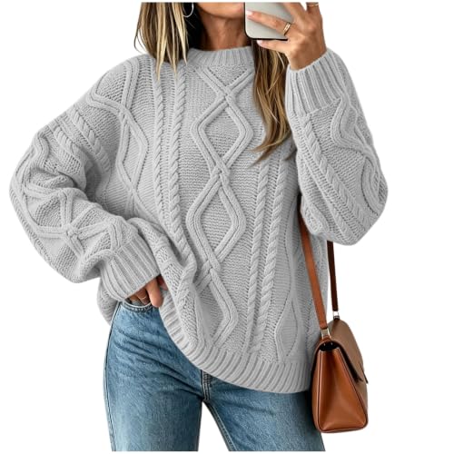 Women's Cable Knit Sweater Fall Oversized Chunky Knit Pullover Daily Wear - image 1